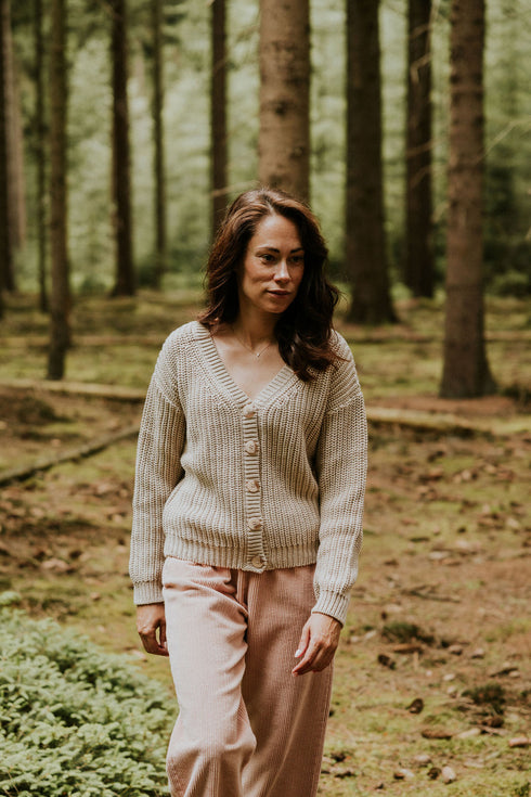 Chunky Knitted WOMEN'S Cardigan - LATTE (PO)