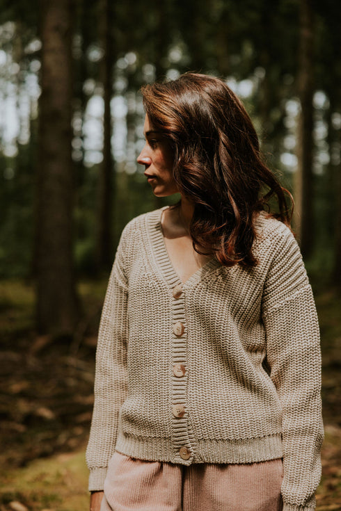 Chunky Knitted WOMEN'S Cardigan - LATTE (PO)