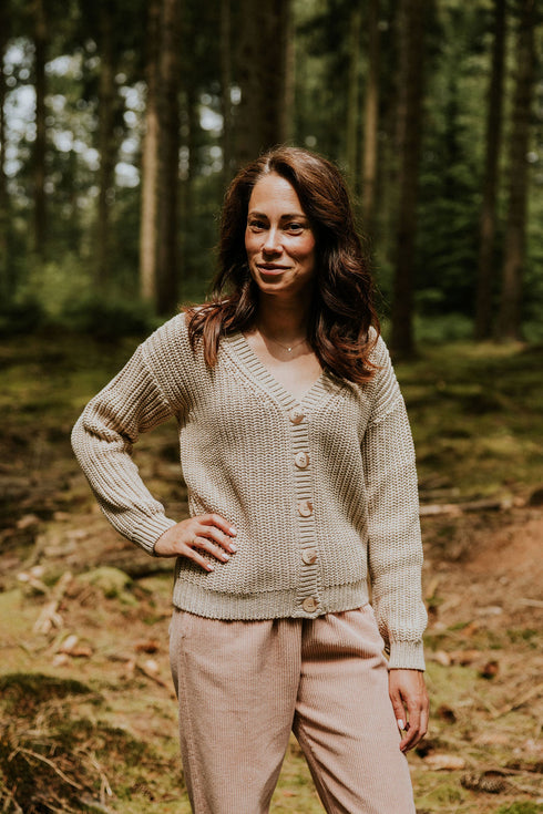 Chunky Knitted WOMEN'S Cardigan - LATTE (PO)