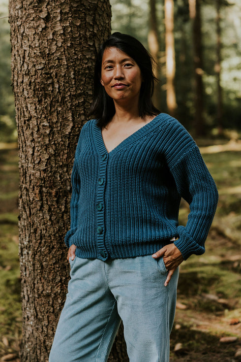 Chunky Knitted WOMEN'S Cardigan - PETROL (PO)