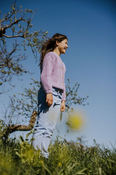 Chunky Knitted Cardigan - LILAC
