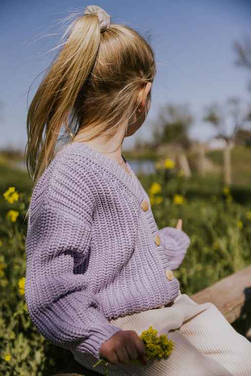 Chunky Knitted Cardigan - LILAC