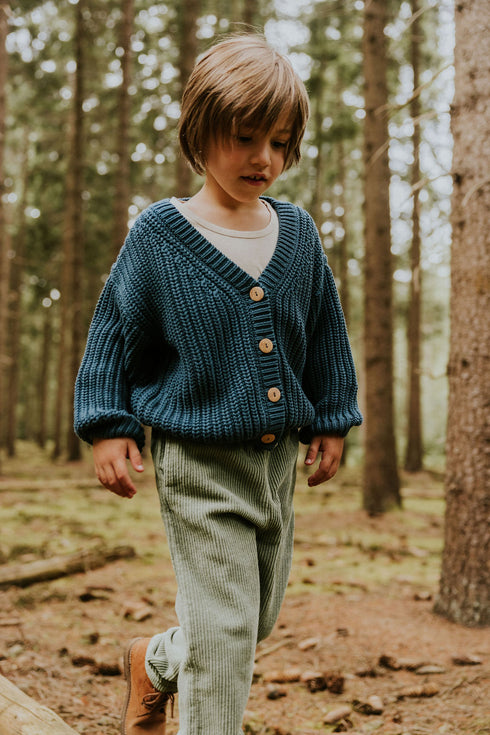 Chunky Knitted Cardigan - PETROL (PO)