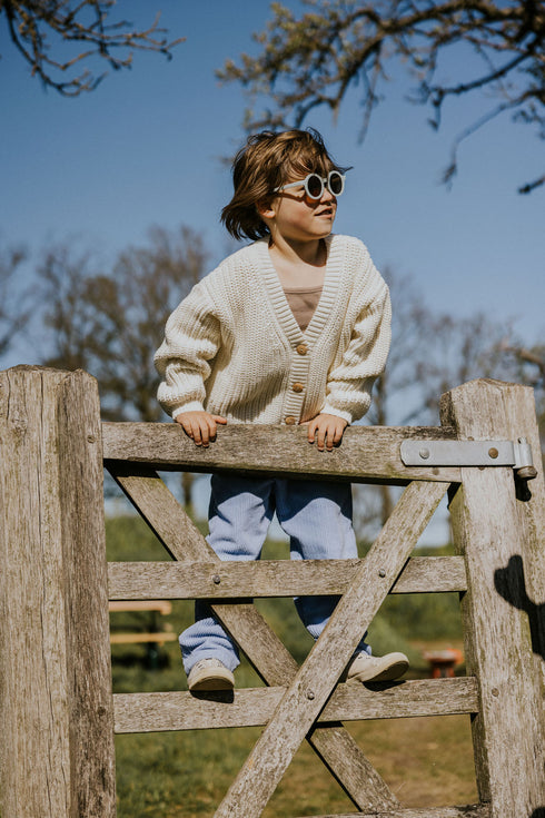 Chunky Knitted Cardigan - STONE WHITE