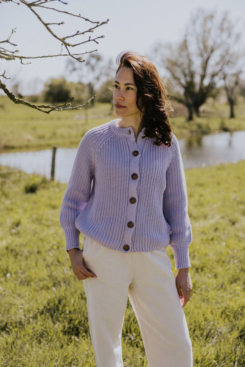 Raglan Knitted WOMEN'S Cardigan - LILAC (PO)