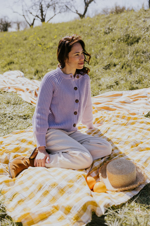 Raglan Knitted WOMEN'S Cardigan - LILAC (PO)