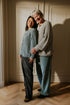 Balloon Sleeve Knitted WOMEN'S Cardigan - STONE BLUE