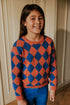 Checkered Knitted Sweater - COBALT