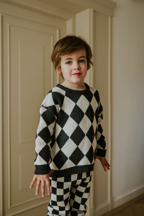 Checkered Knitted Sweater - CHECKMATE