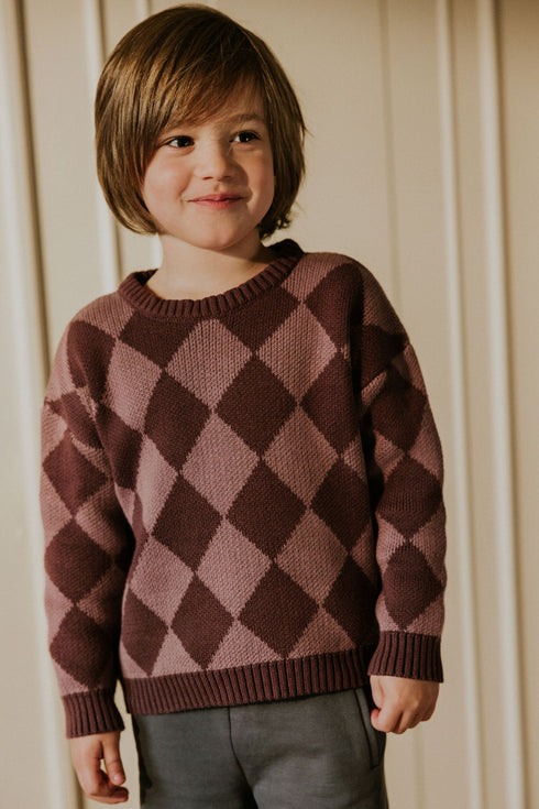 Checkered Knitted Sweater - MELLOW