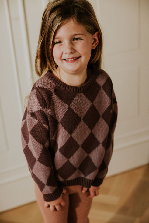 Checkered Knitted Sweater - MELLOW