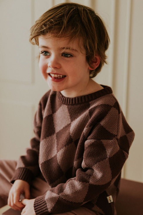 Checkered Knitted Sweater - MELLOW