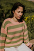 Chunky Knitted WOMEN'S Sweater - OLIVE PINK STRIPES