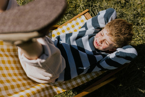 Stripes Knitted Sweater - BLUE BIRD