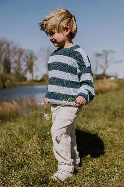 Stripes Knitted Sweater - BLUE BIRD