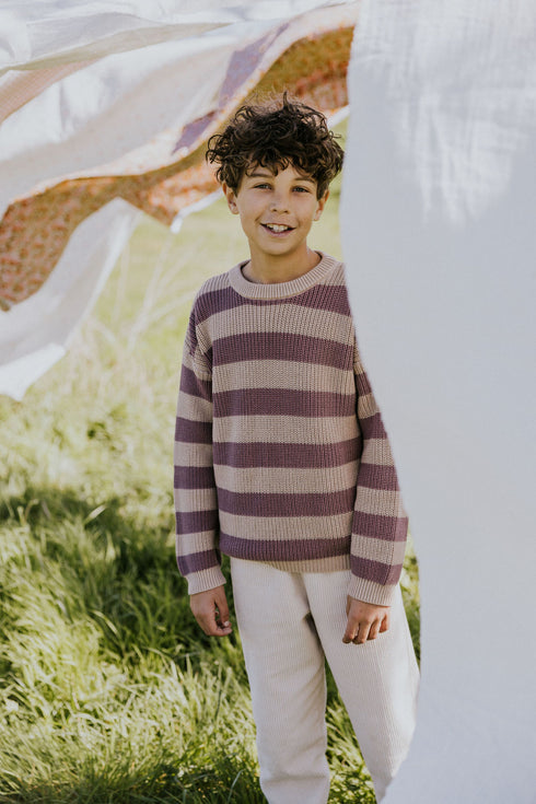 Stripes Knitted Sweater - DOVE