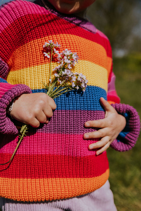 Stripes Knitted Sweater - RAINBOW GLOW