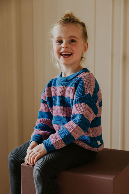 Stripes Knitted Sweater - COTTON CANDY