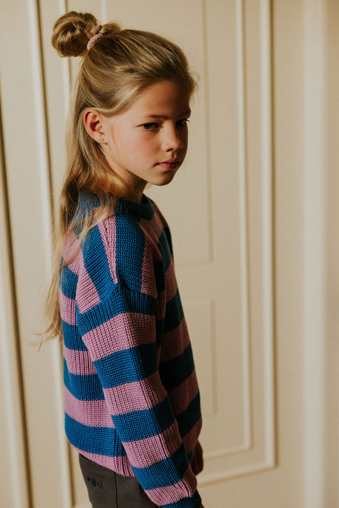 Stripes Knitted Sweater - COTTON CANDY