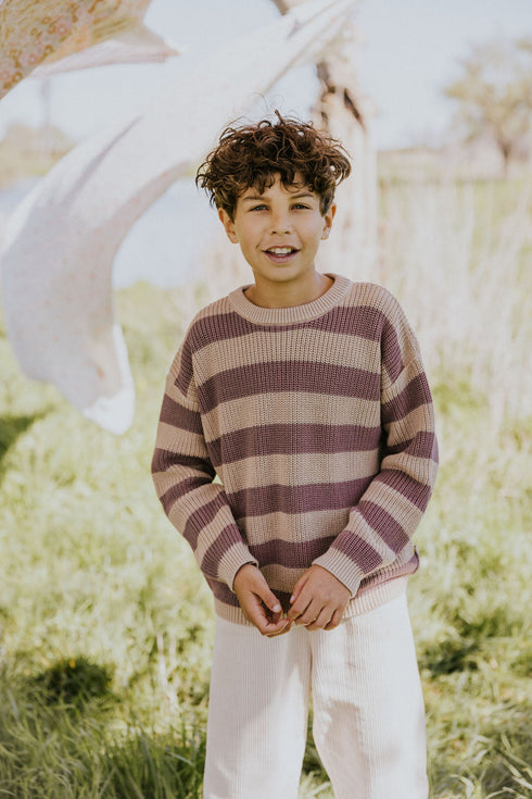 Stripes Knitted Sweater - DOVE