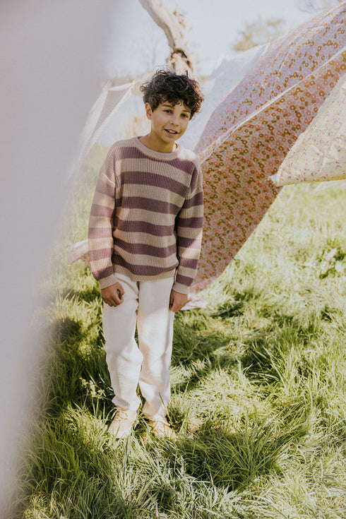 Stripes Knitted Sweater - DOVE