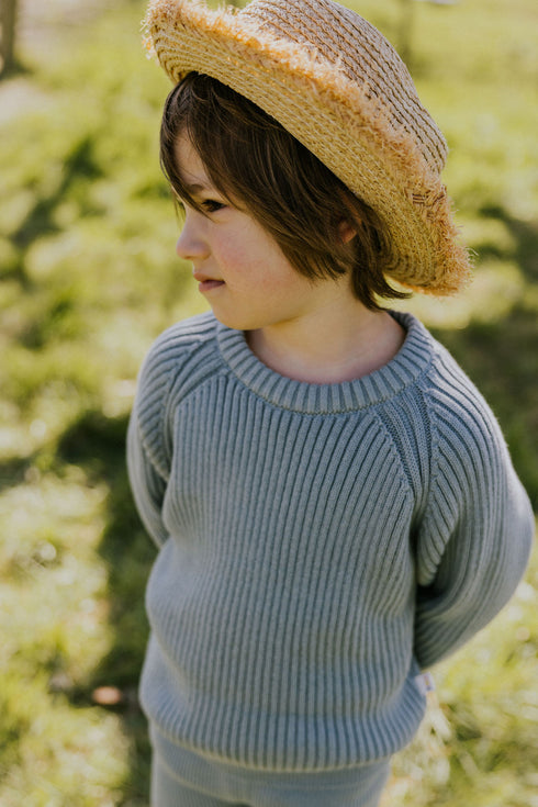 Big Rib Knitted Sweater - WHALE BLUE