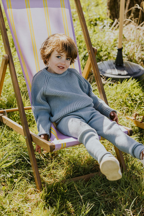 Big Rib Knitted Sweater - WHALE BLUE