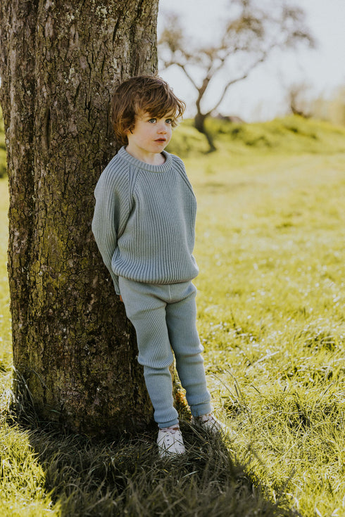 Big Rib Knitted Sweater - WHALE BLUE