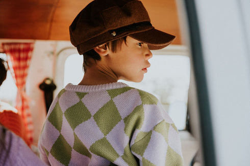 Checkered Knitted Sweater - PISTACHIO