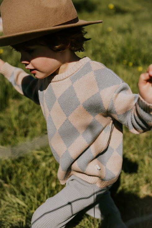 Checkered Knitted Sweater - FROZEN