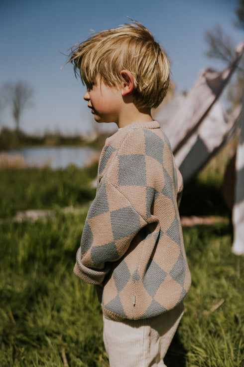 Checkered Knitted Sweater - FROZEN
