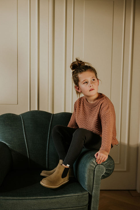 Wavy Knitted Sweater - VINTAGE PINK