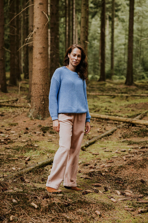 Chunky Knitted WOMEN'S Sweater - CORNFLOWER