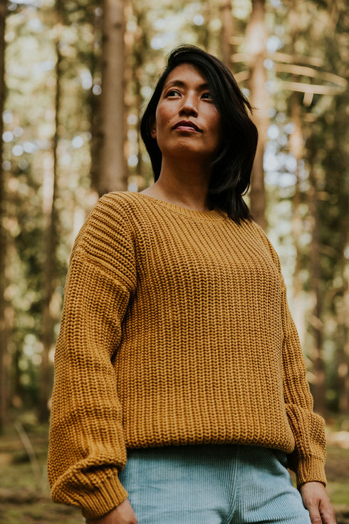 Chunky Knitted WOMEN'S Sweater - OCHRE