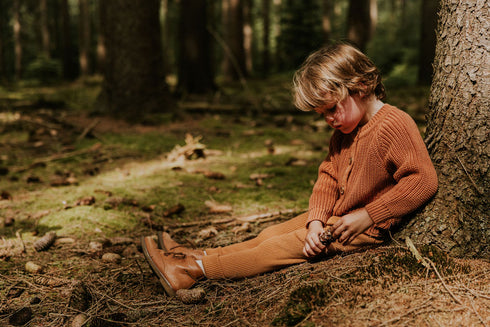 Knitted Leggings Fine Rib - ALMOND