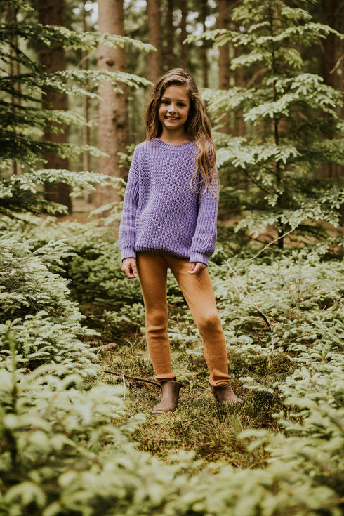 Knitted Leggings Fine Rib - ALMOND