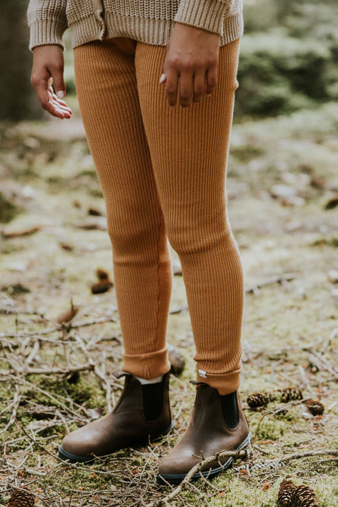 Knitted Leggings Fine Rib - ALMOND