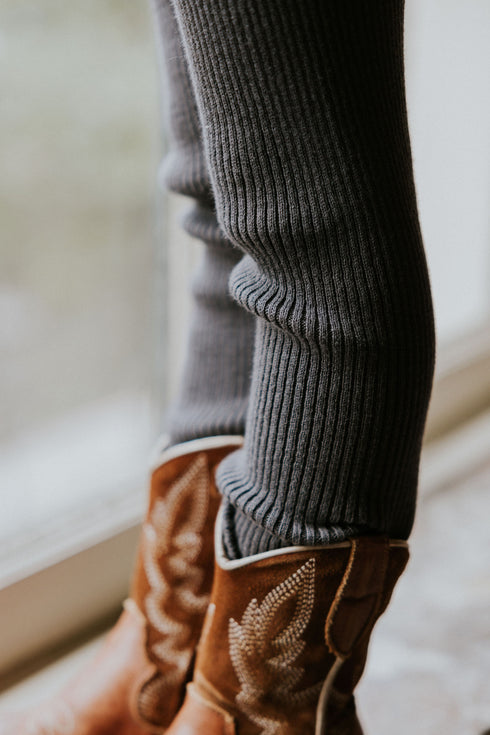Knitted Leggings Fine Rib - CHARCOAL