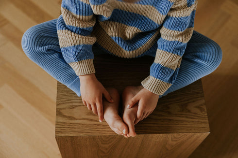 Knitted Leggings Fine Rib - CORNFLOWER