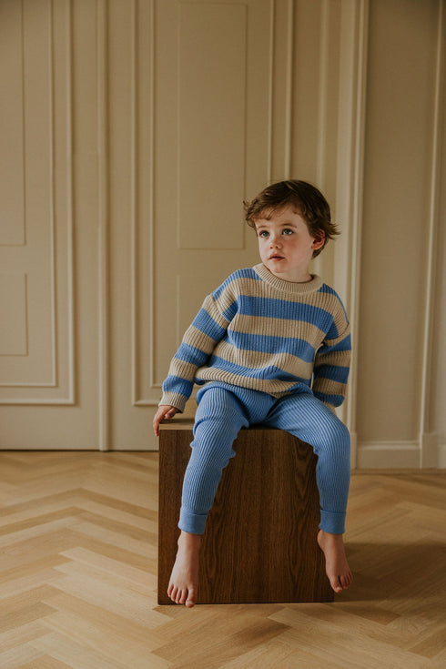 Knitted Leggings Fine Rib - CORNFLOWER