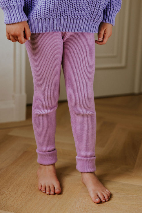Knitted Leggings Fine Rib - ORCHID