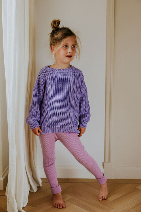 Knitted Leggings Fine Rib - ORCHID