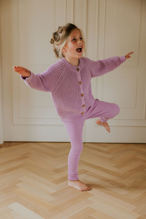 Knitted Leggings Fine Rib - ORCHID