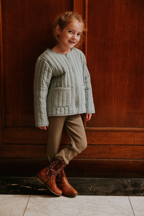 Knitted Leggings Fine Rib - SAGE