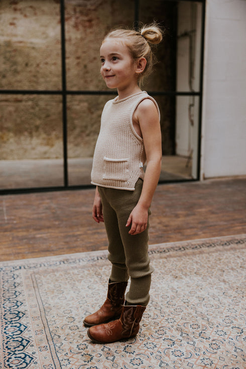 Knitted Leggings Fine Rib - SAGE