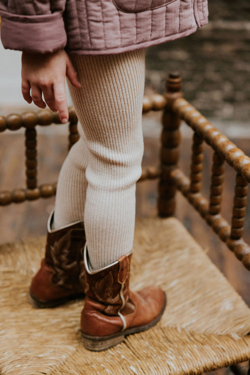 Knitted Leggings Fine Rib - SAND MELANGE