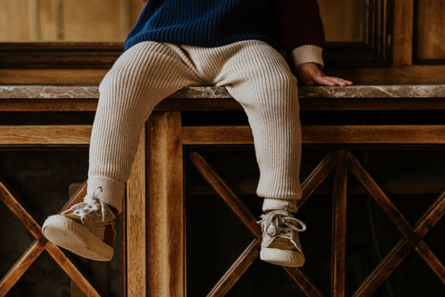 Knitted Leggings Fine Rib - SAND MELANGE
