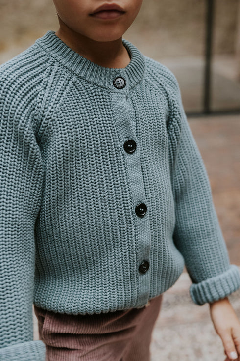 Raglan Cardigan - WHALE BLUE