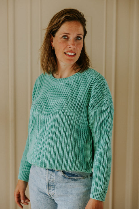 Chunky Knitted WOMEN'S Sweater - AQUA
