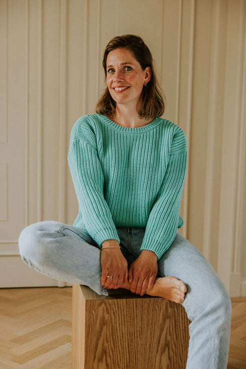 Chunky Knitted WOMEN'S Sweater - AQUA